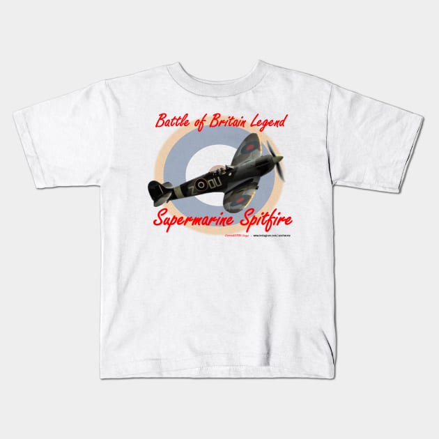 Battle of Britain Spitfire with cockpit on back Kids T-Shirt by acefox1
